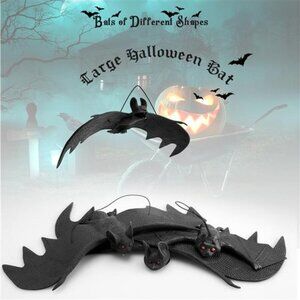Halloween Hanging Bat Indoor Decoration Silicone Halloween Bat Party Props,